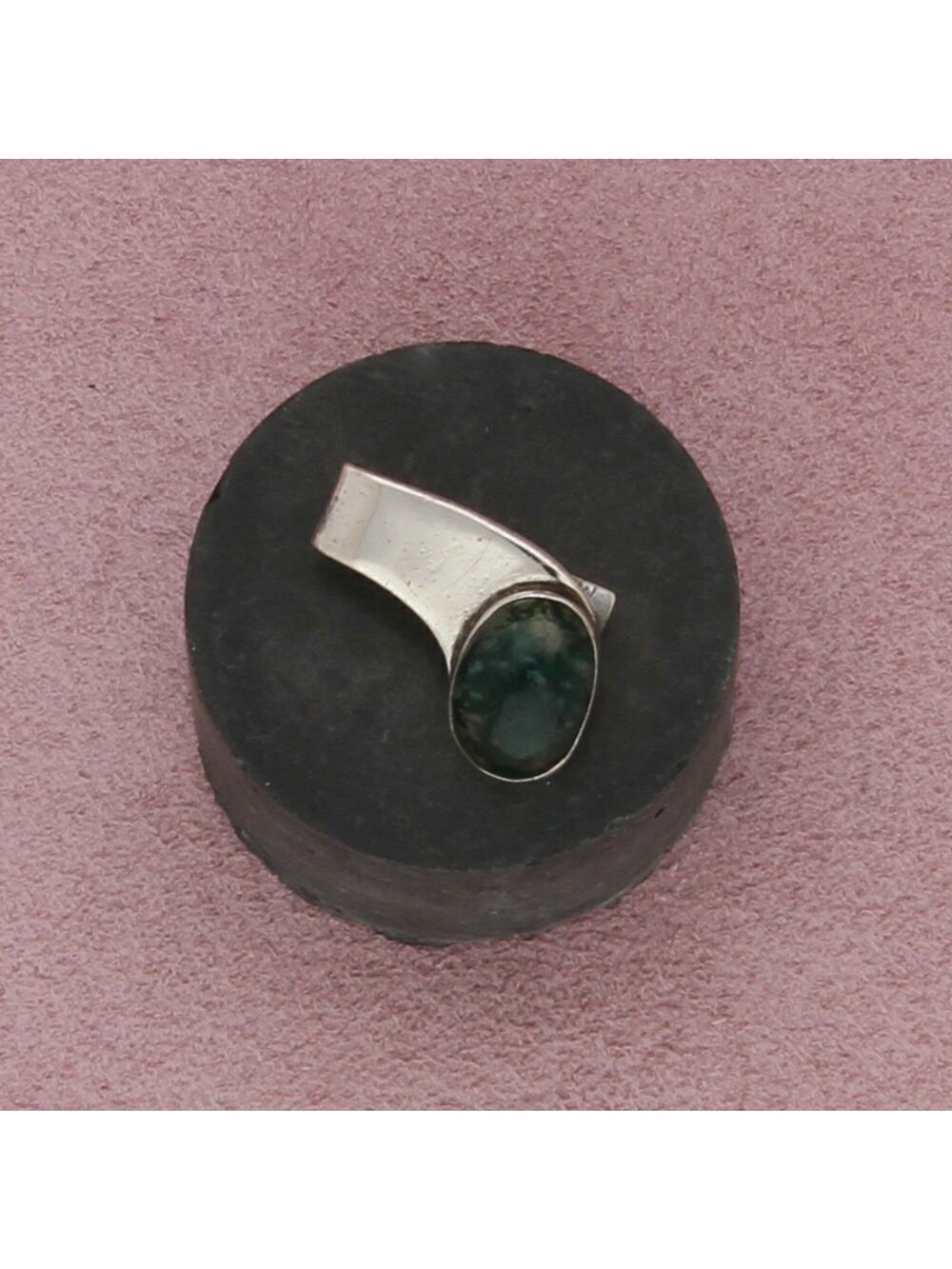 sterling silver vintage small moss agate tie clip